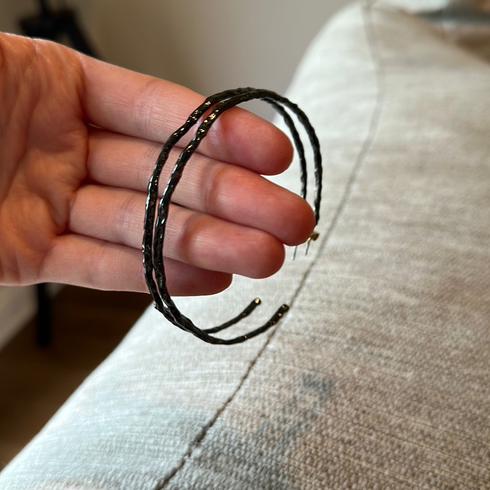 Free People Wandering Hoop Earrings in Dark Grayish Black! Great Condition!